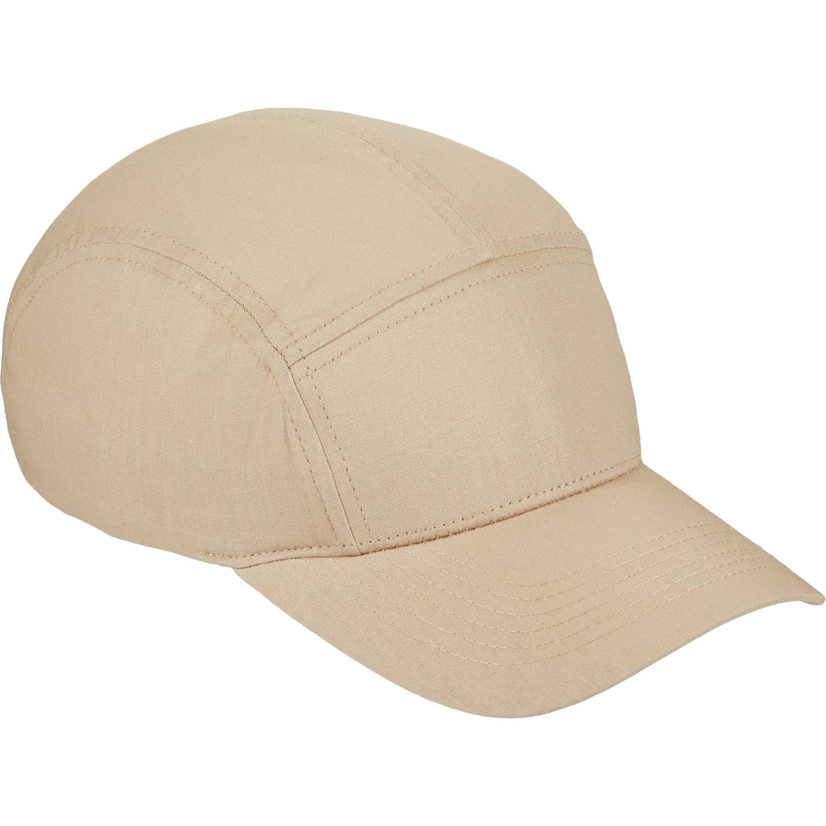 Five Panel Cap in Recycled Cotton Ripstop Transfer - Desert Khaki - Right Angle