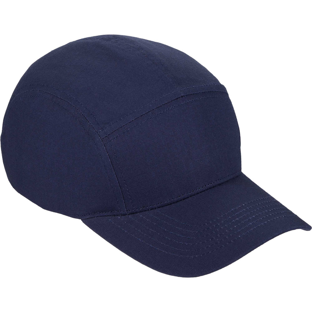 Five Panel Cap in Recycled Cotton Ripstop Transfer - Vintage Navy - Right Angle