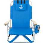 Five Position Beach Chair with Beech Armrests Transfer - Royal - Front