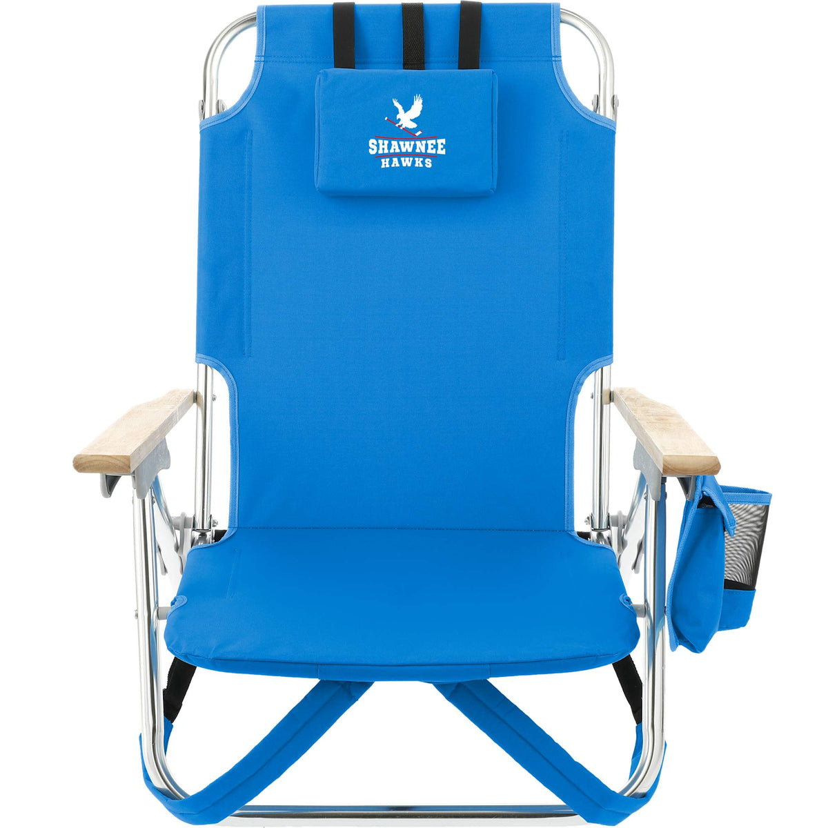 Five Position Beach Chair with Beech Armrests Transfer - Royal - Front