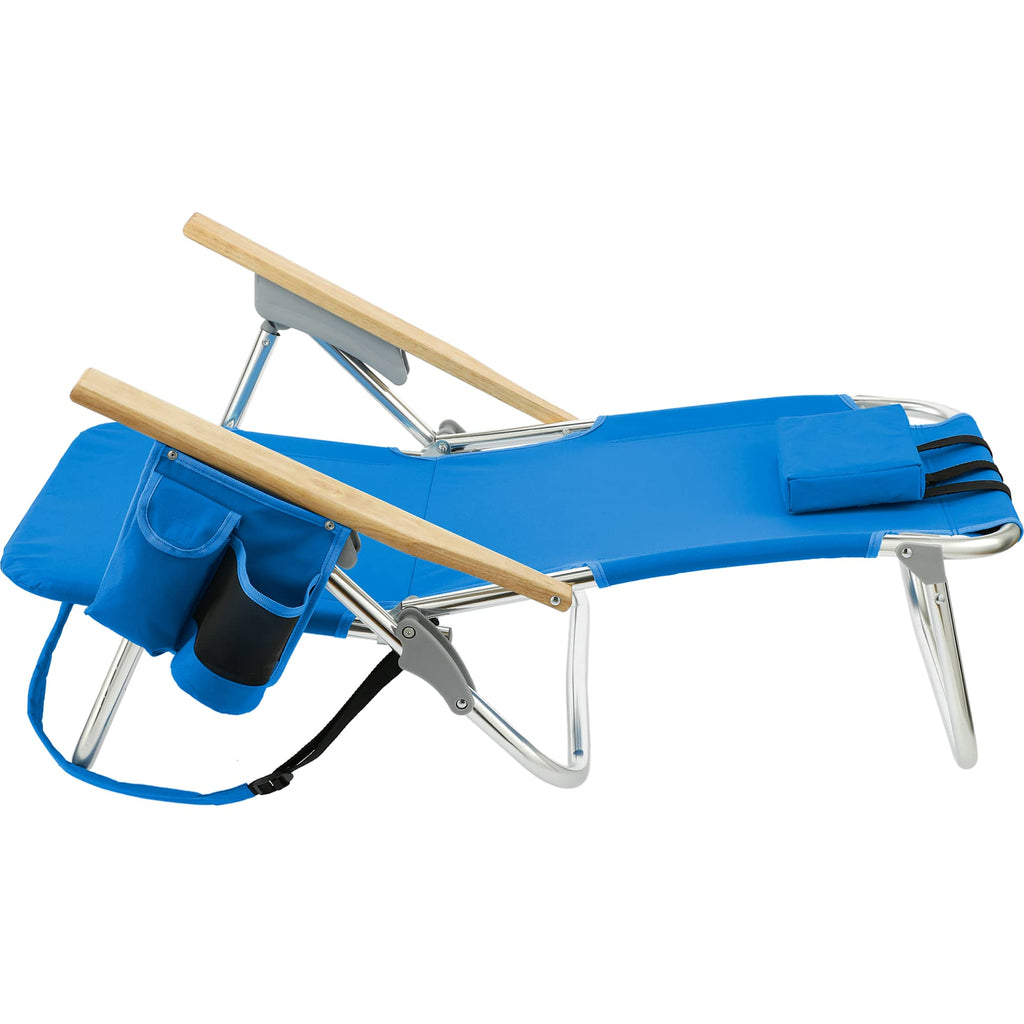 Five Position Beach Chair with Beech Armrests Transfer - Royal - Left Angle 3