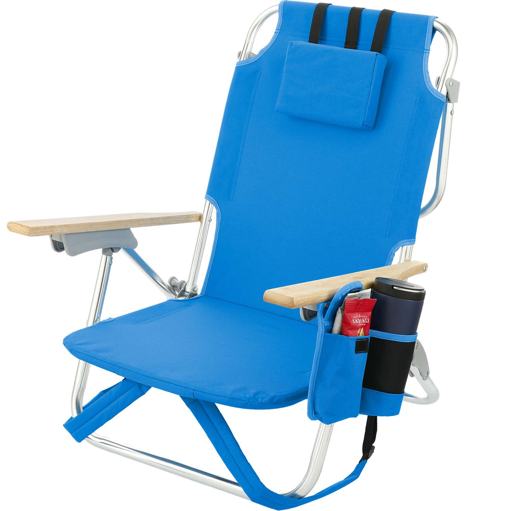 Five Position Beach Chair with Beech Armrests Transfer - Royal - Left Angle 5