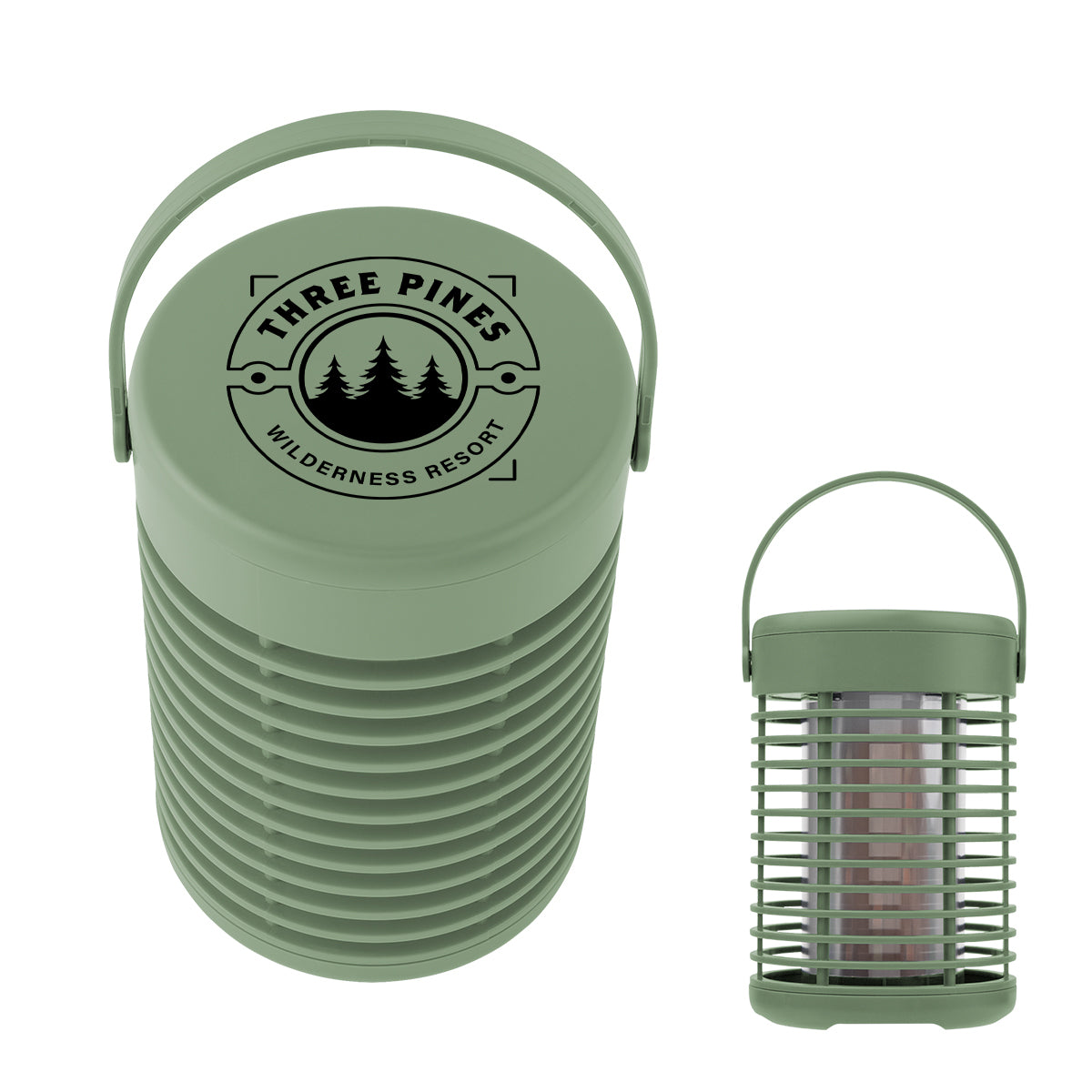 Flame Camping Lantern, Rechargeable - Sage - Silk Screen