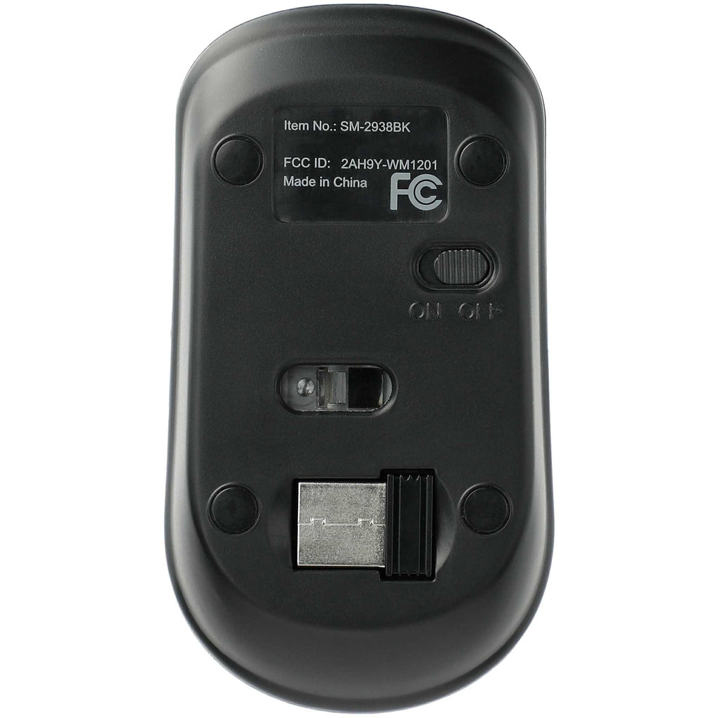 Flash Portable Wireless Mouse with Nano Receiver - Black - Back