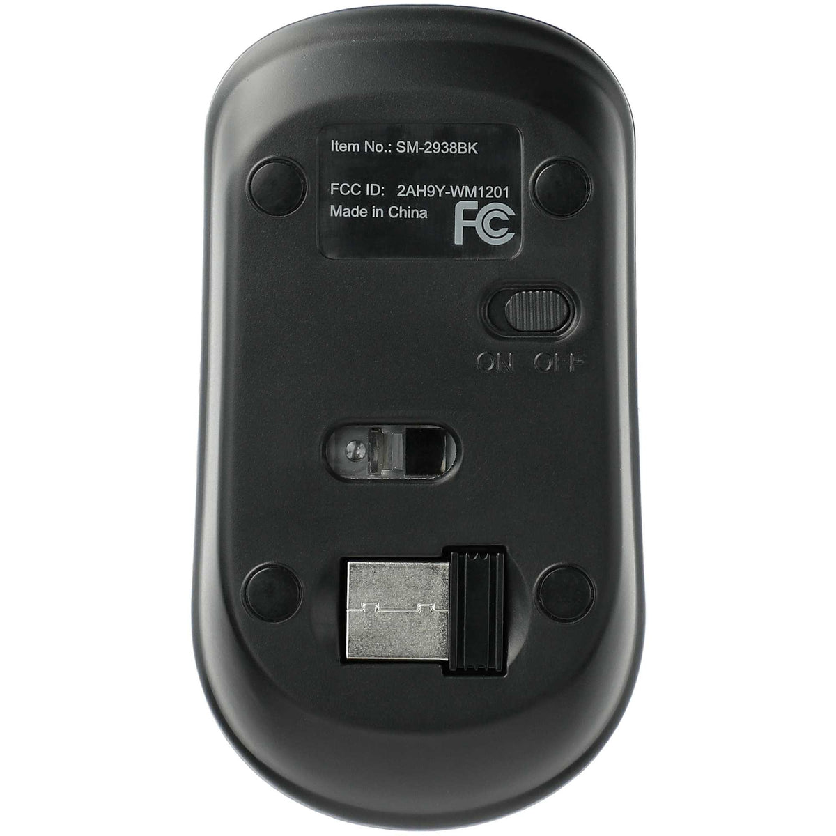 Flash Portable Wireless Mouse with Nano Receiver - Black - Back