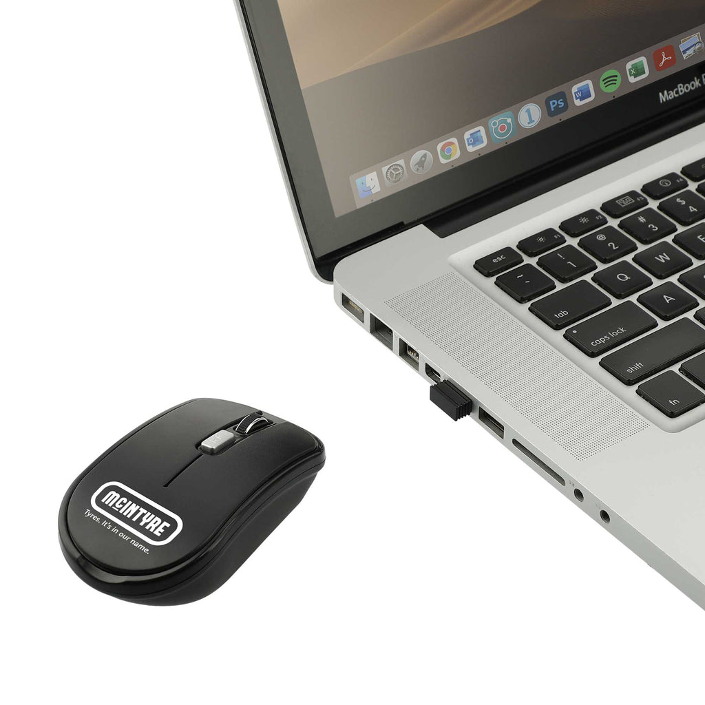 Flash Portable Wireless Mouse with Nano Receiver - Black - Left Angle