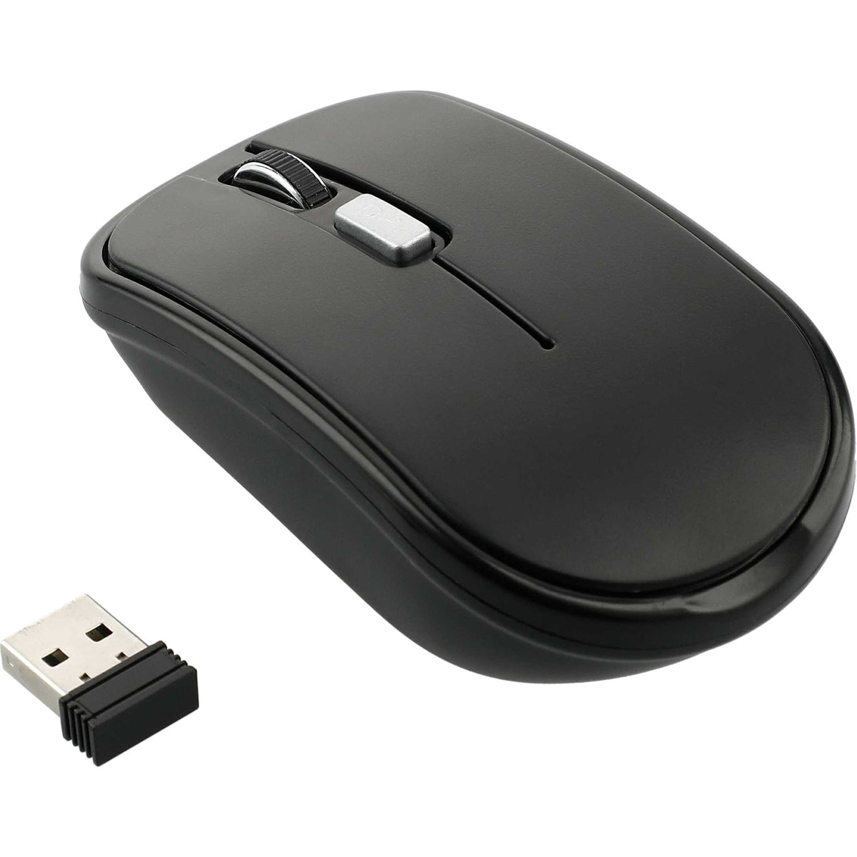Flash Portable Wireless Mouse with Nano Receiver - Black - Right Angle 3