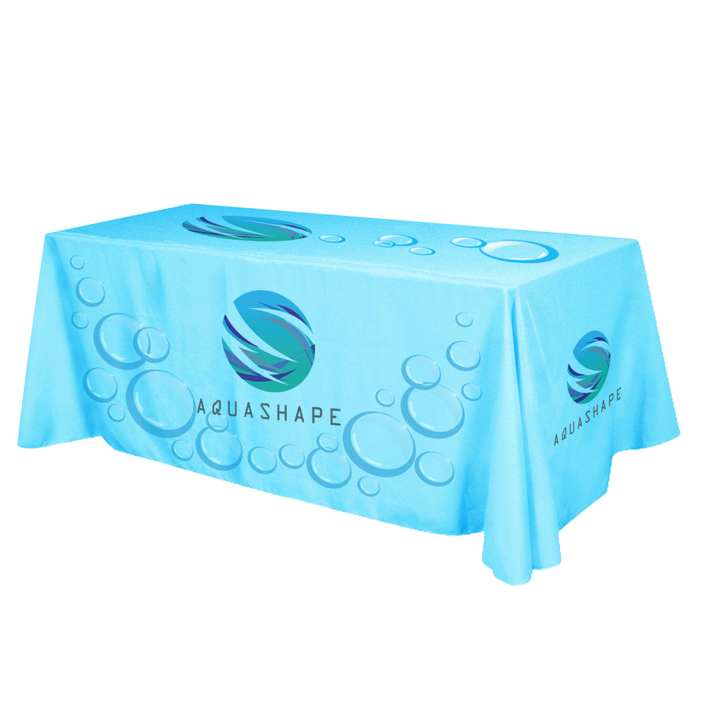Flat Dye Sub Table Cover, Four Sided, 8 Foot Table - White