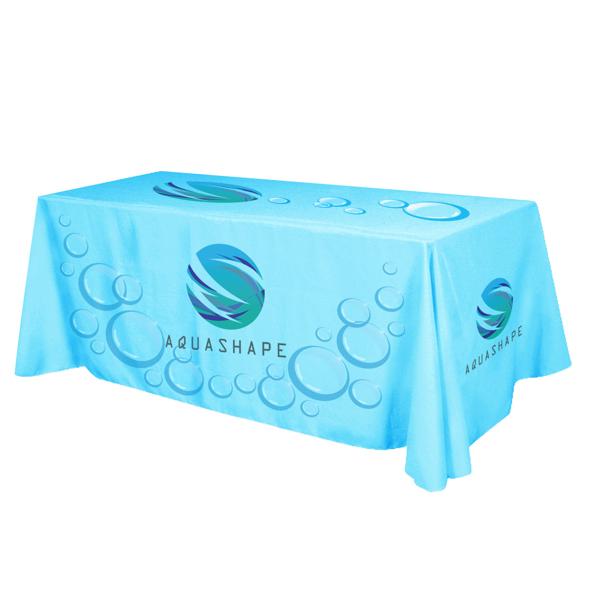 Flat Dye Sub Table Cover, Four Sided, 8 Foot Table - White