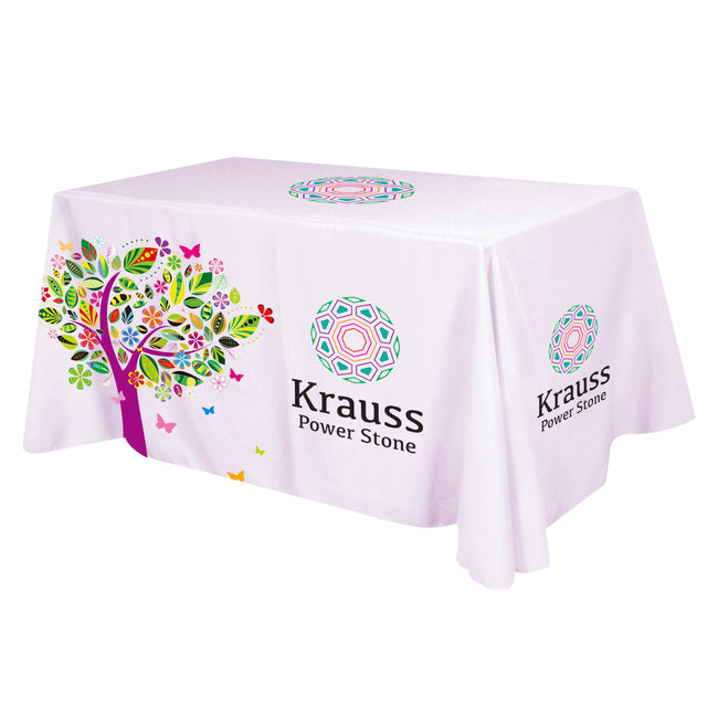 Flat Dye Sub Table Cover, Three Sided, 6 Foot Table