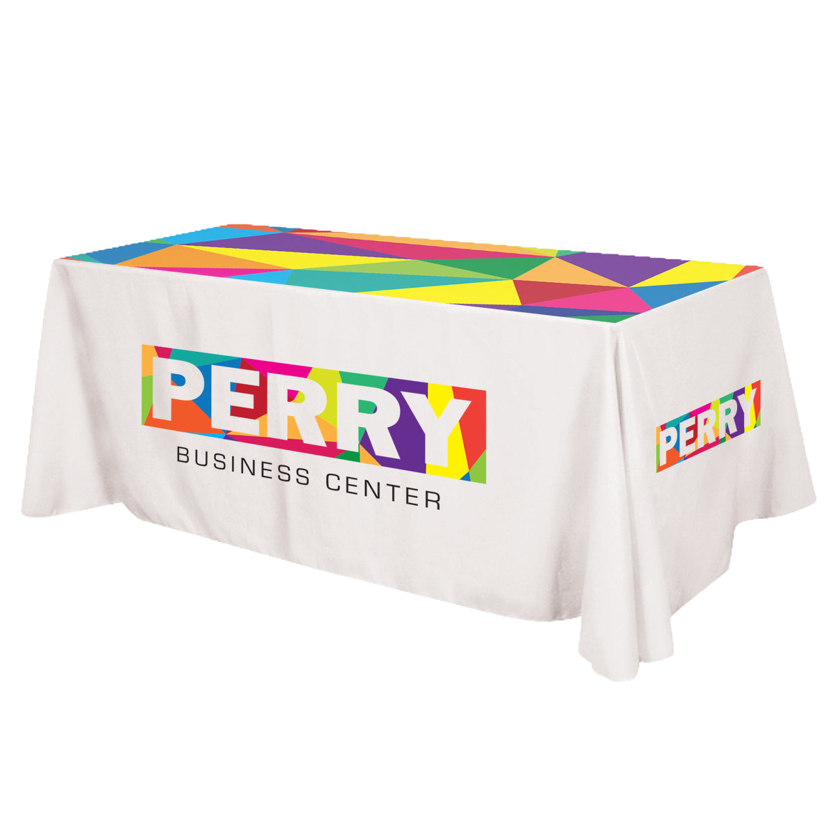 Flat Dye Sub Table Cover, Three Sided, 8 Foot Table - Flat All Over Dye Sub Table Cover - 3-sided, fits 8' table