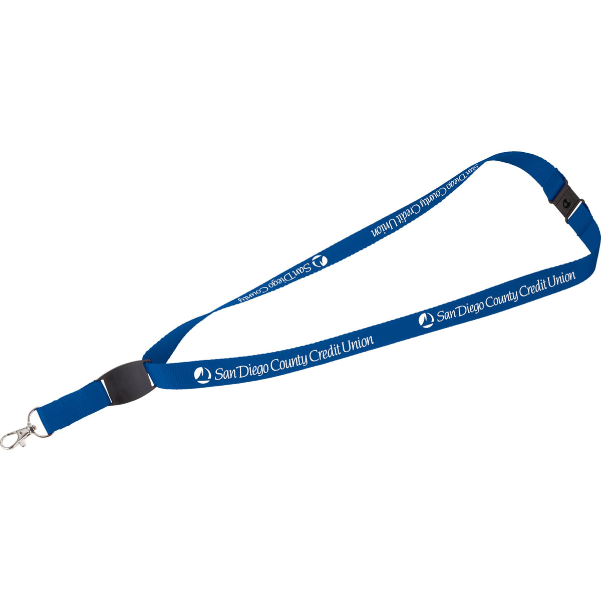Flat Panel Polyester Lanyard, 18 Inches - Royal - Front