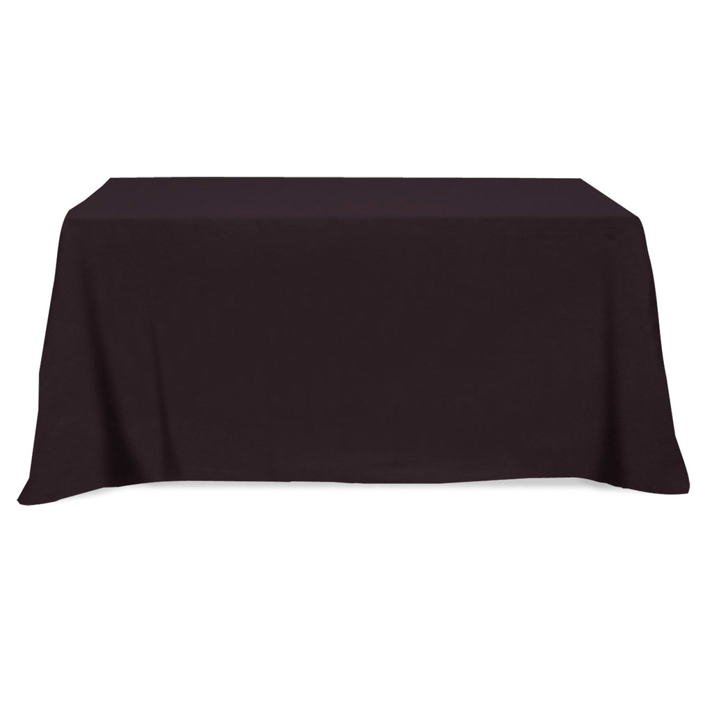 Flat Poly Cotton Table Cover, Four Sided, 6 Foot Table - Black