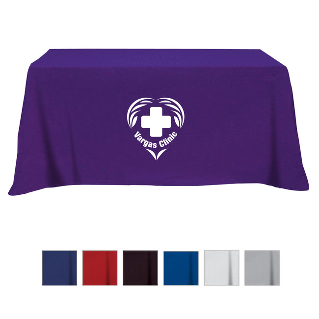 Flat Poly Cotton Table Cover, Four Sided, 6 Foot Table