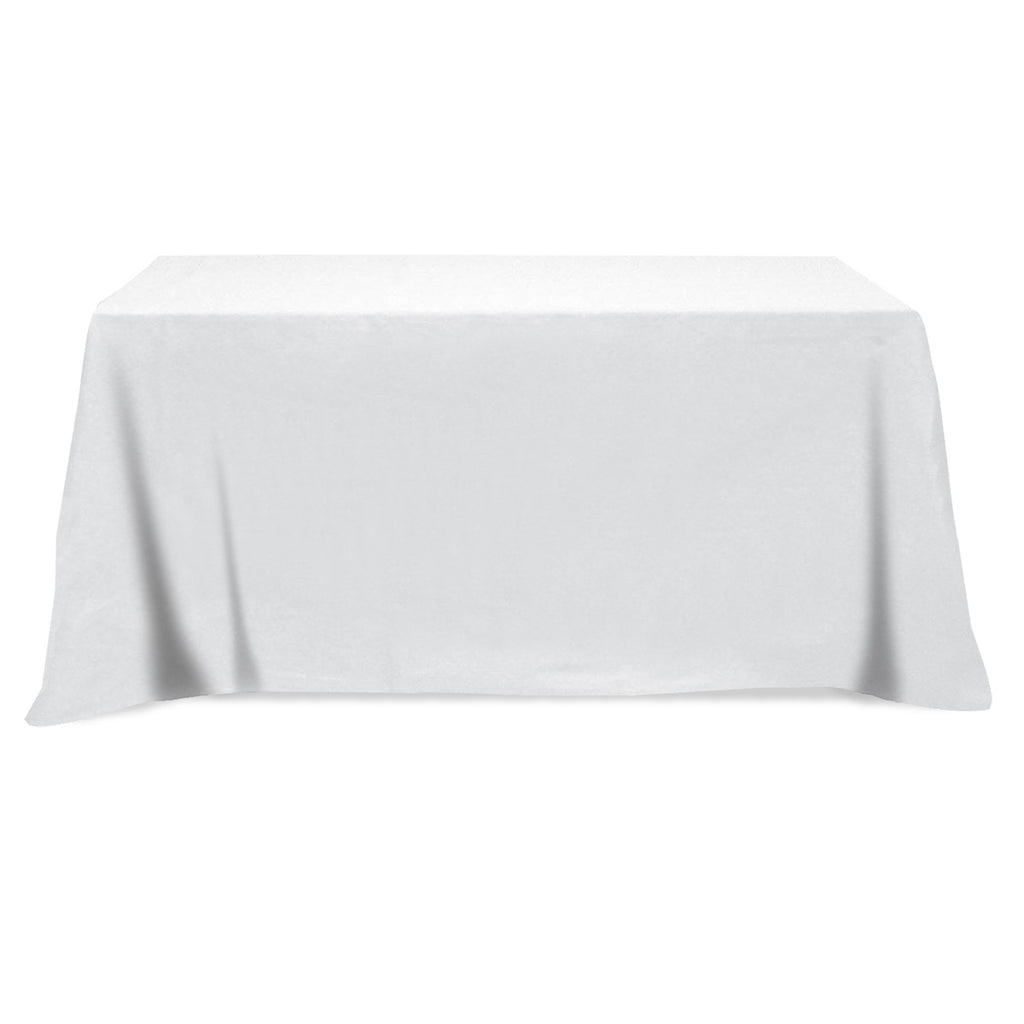 Flat Poly Cotton Table Cover, Four Sided, 6 Foot Table - White