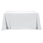 Flat Poly Cotton Table Cover, Four Sided, 6 Foot Table - White