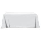 Flat Poly Cotton Table Cover, Four Sided, 8 Foot Table - White