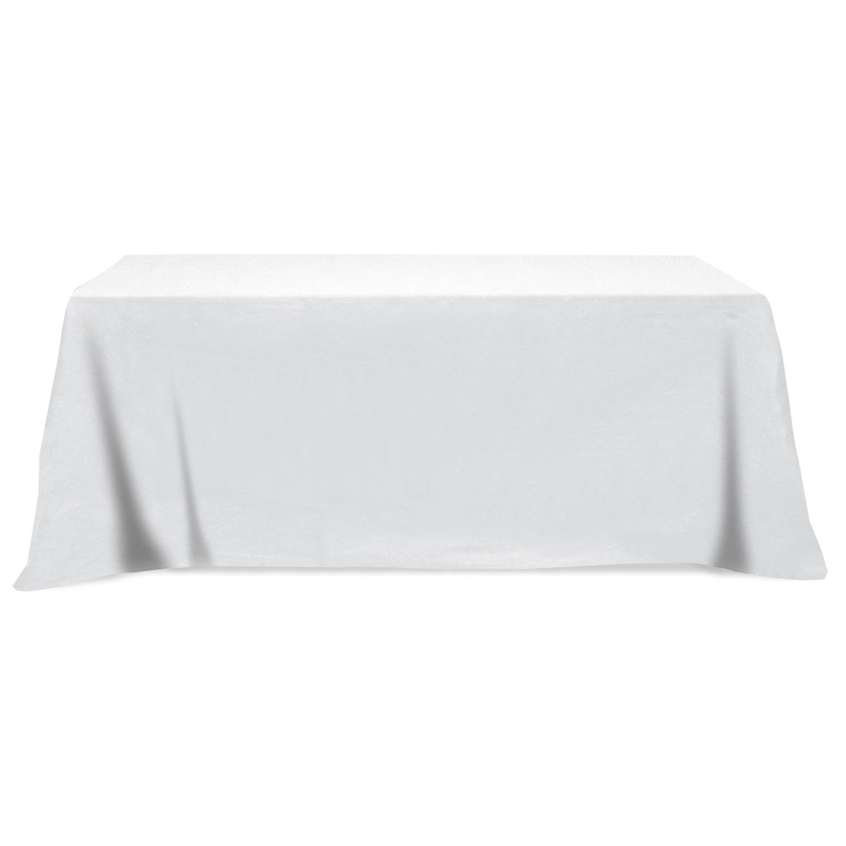 Flat Poly Cotton Table Cover, Four Sided, 8 Foot Table - White