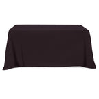 Flat Poly Cotton Table Cover, Three Sided, 6 Foot Table - Black