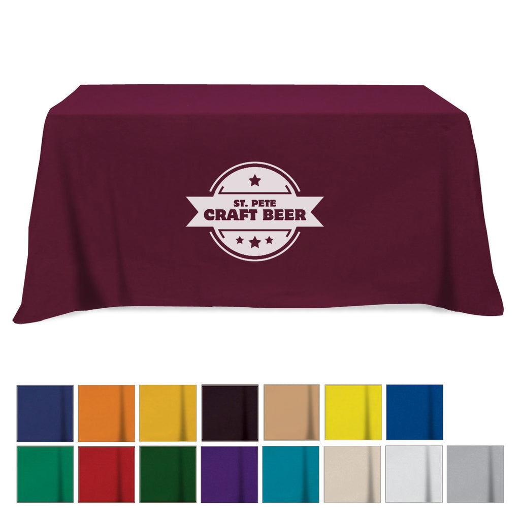 Flat Poly Cotton Table Cover, Three Sided, 6 Foot Table
