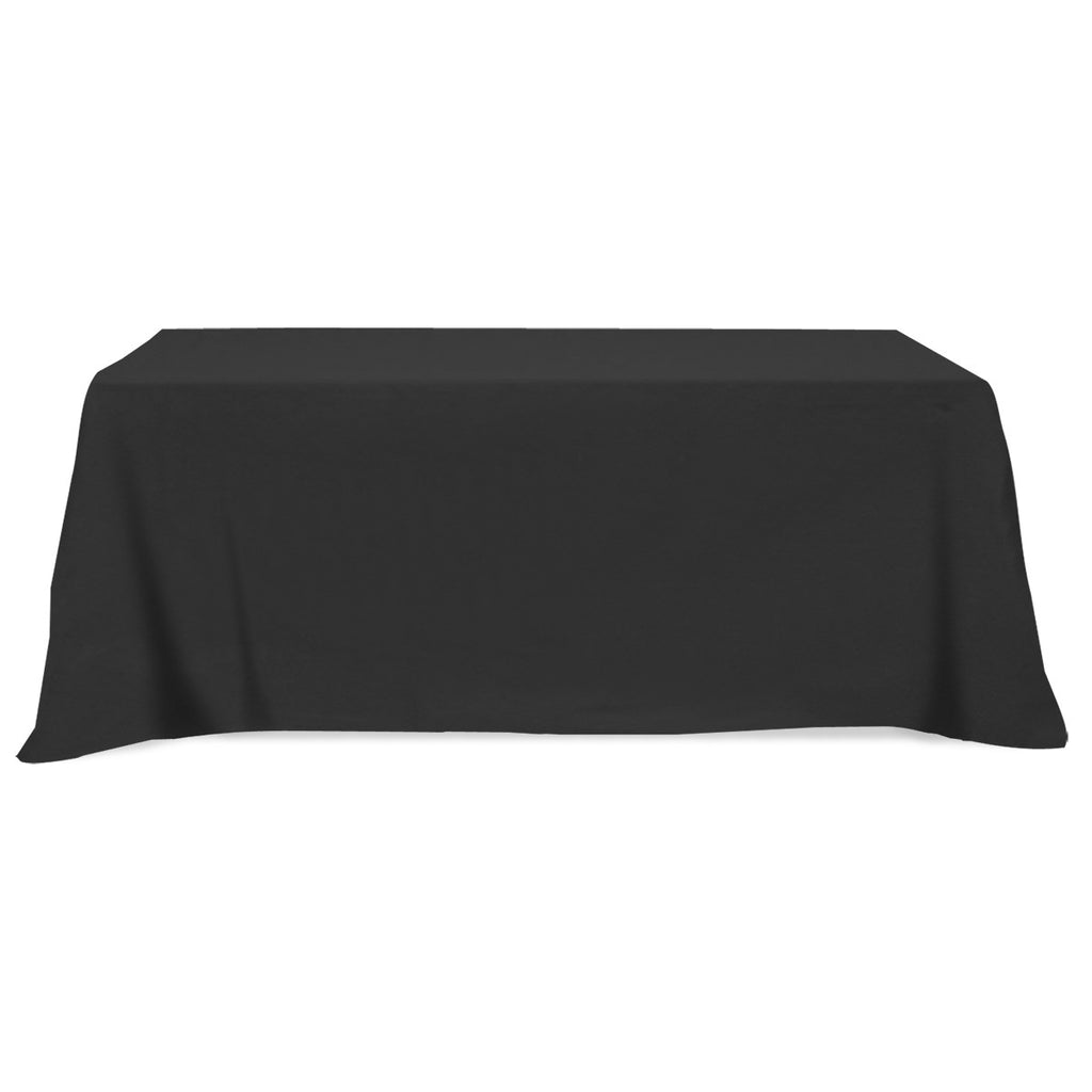 Flat Poly Cotton Table Cover, Three Sided, 8 Foot Table - Black