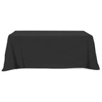 Flat Poly Cotton Table Cover, Three Sided, 8 Foot Table - Black