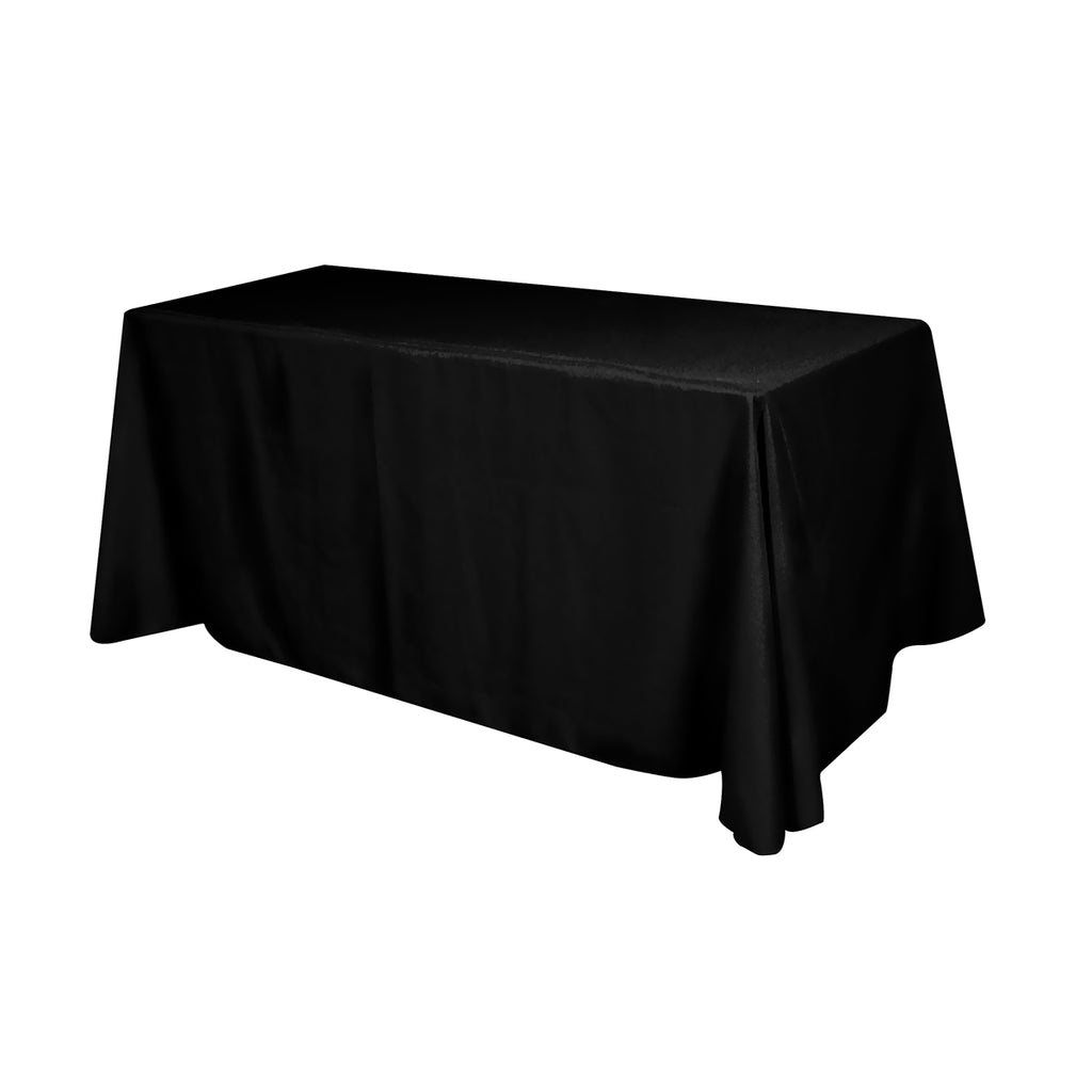 Flat Polyester Table Cover, Four Sided, 6 Foot Table - Black