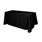 Flat Polyester Table Cover, Four Sided, 6 Foot Table - Black