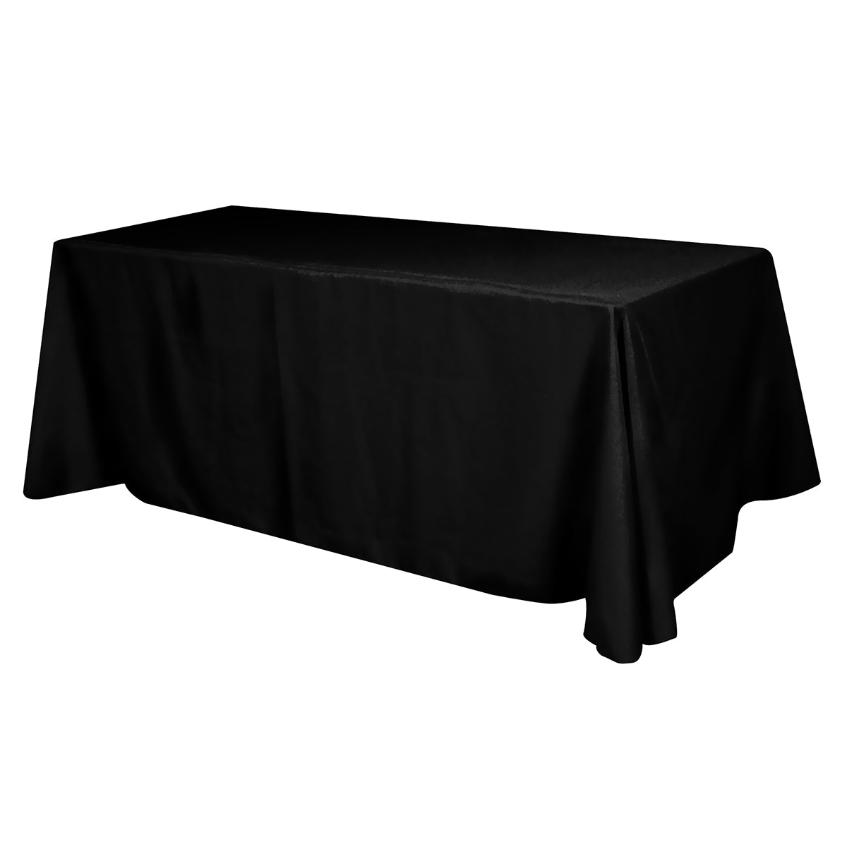 Flat Polyester Table Cover, Four Sided, 8 Foot Table - Black