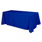 Flat Polyester Table Cover, Four Sided, 8 Foot Table - Royal Blue