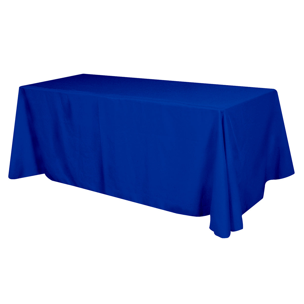 Flat Polyester Table Cover, Four Sided, 8 Foot Table - Royal Blue