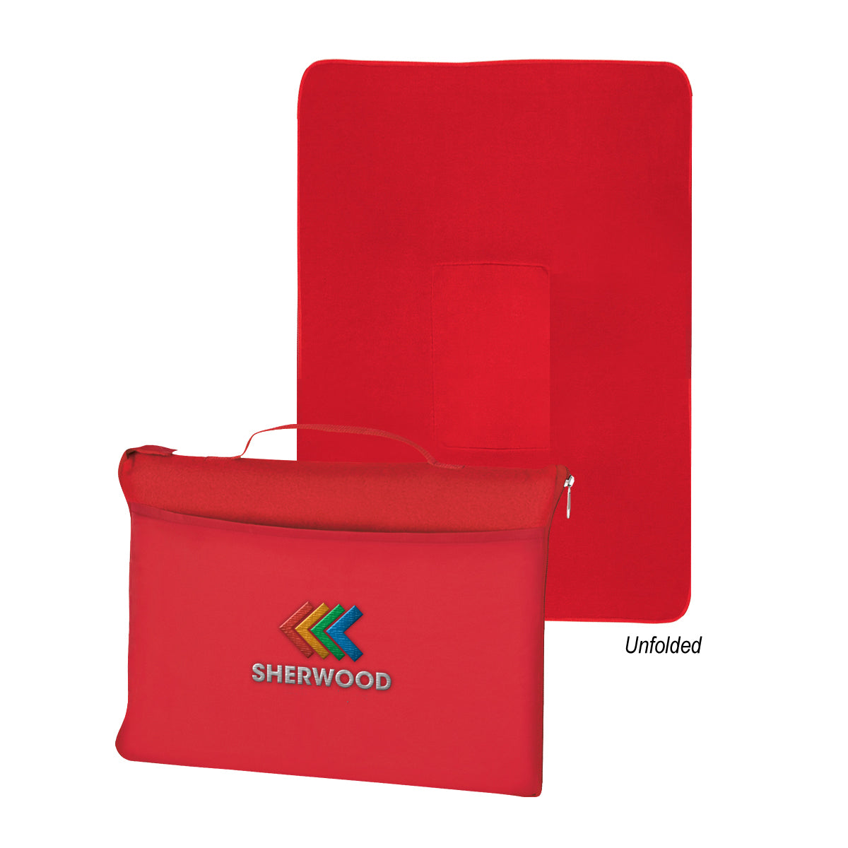 Fleece Travel Blanket in Recycled PET - Red - Embroidery