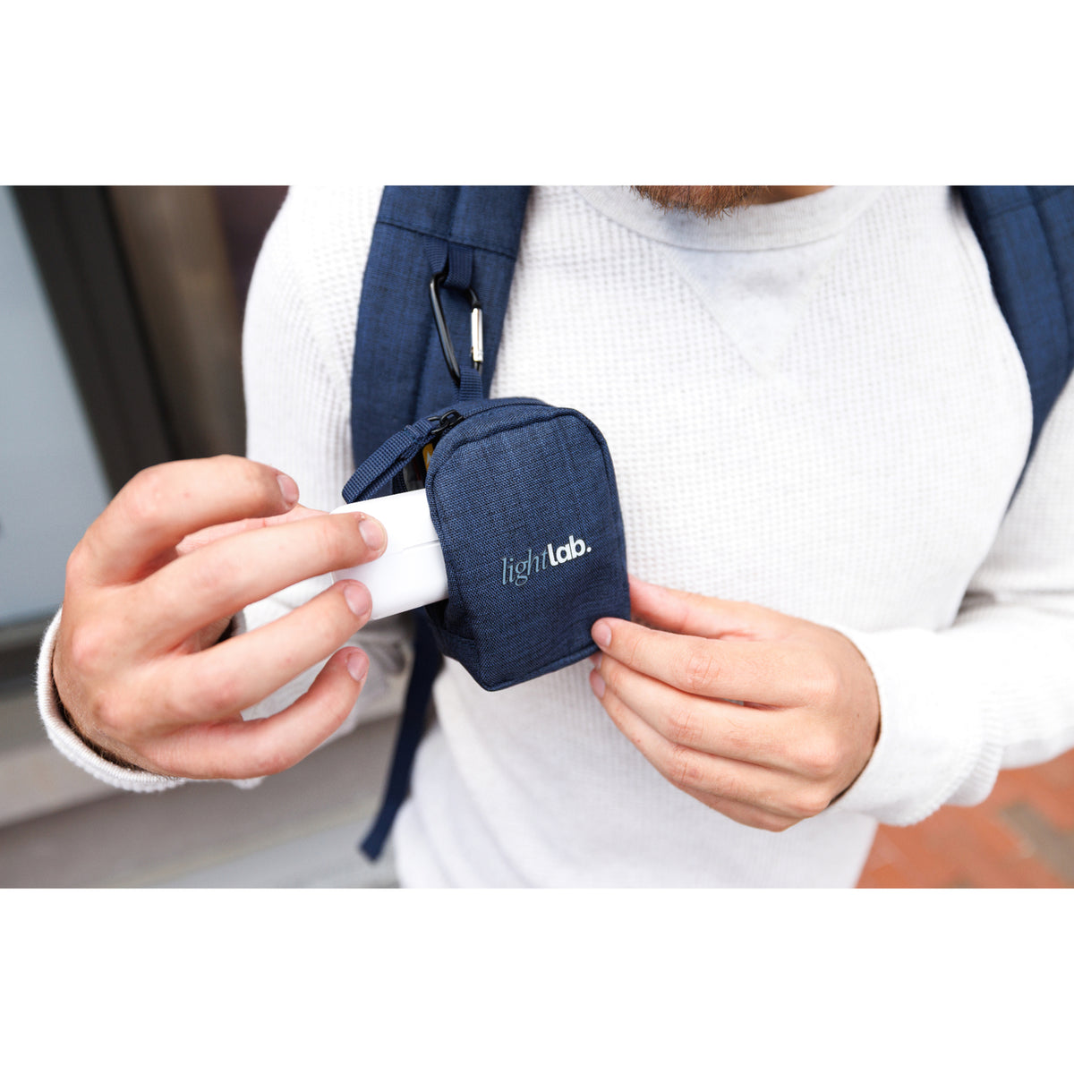Fletcher Mini Zip Pouch Bag Charm with Carabiner - Navy Heather - View 6