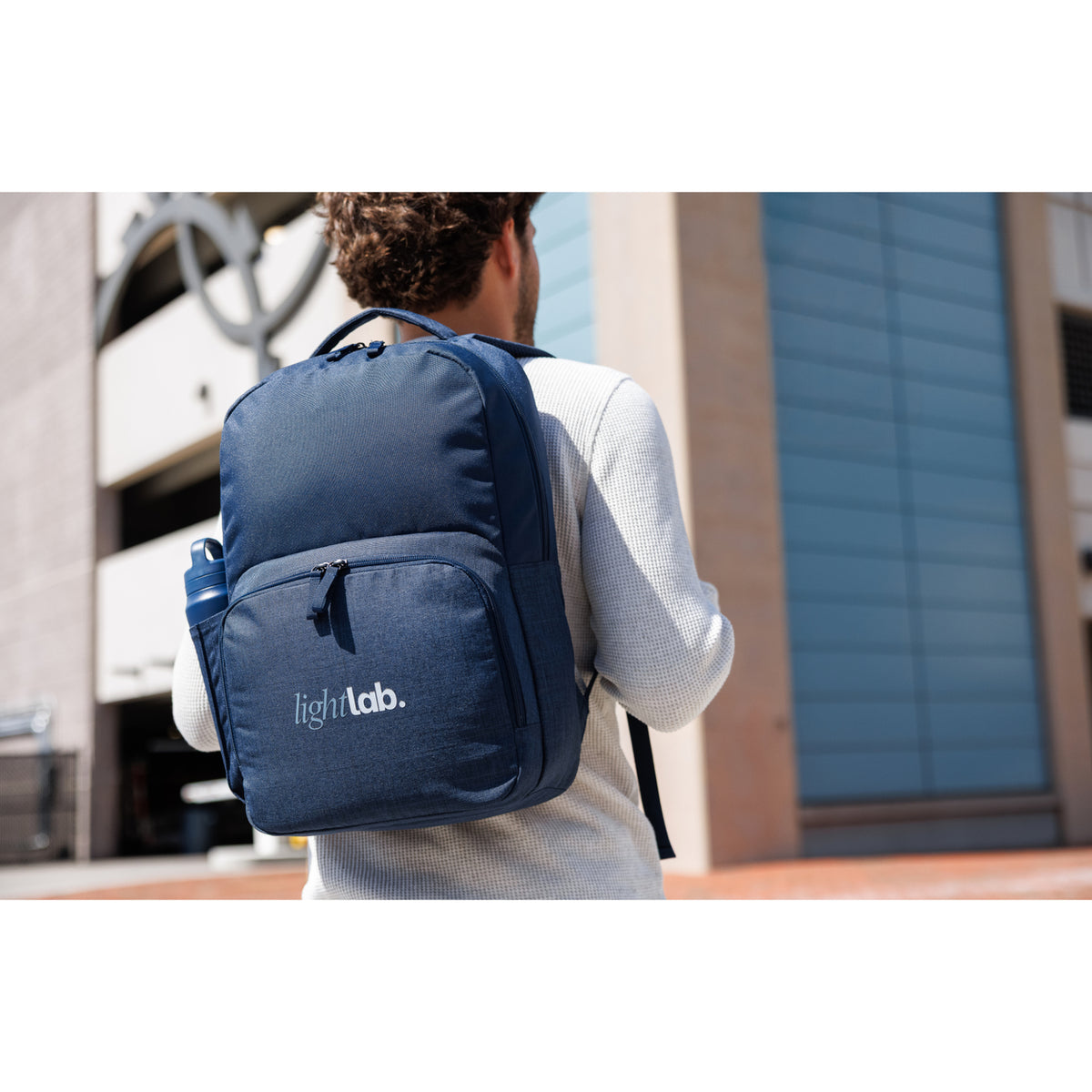 Fletcher Recycled Laptop Backpack, 16 Inch Transfer - Navy Heather - View 6