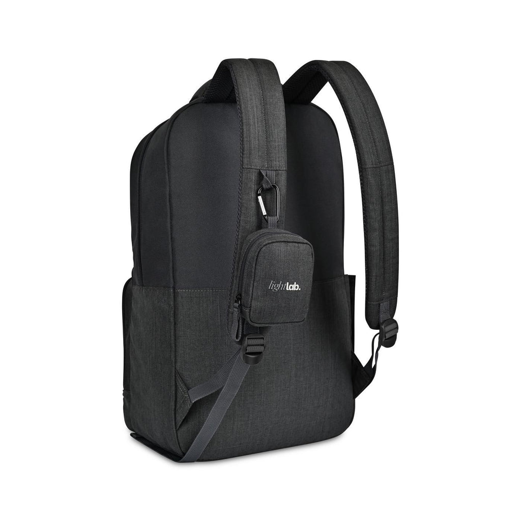 Fletcher Recycled Laptop Backpack with Mini Pouch Charm - Black Sand - View 2