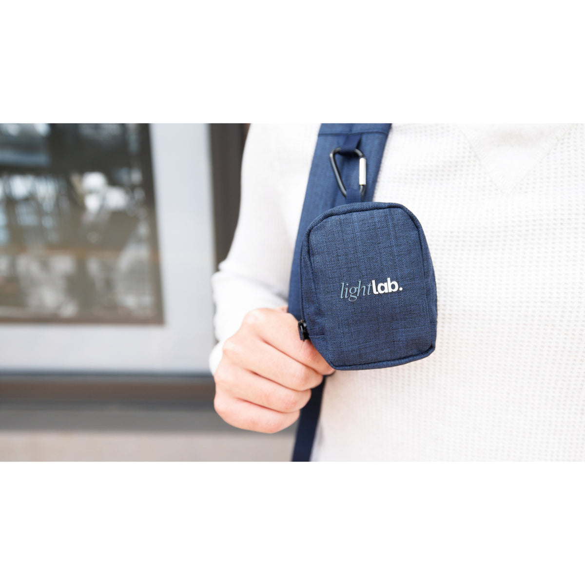 Fletcher Recycled Laptop Backpack with Mini Pouch Charm Embroidery - Navy Heather - View 3