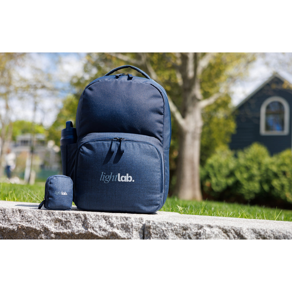 Fletcher Recycled Laptop Backpack with Mini Pouch Charm - Navy Heather - View 4