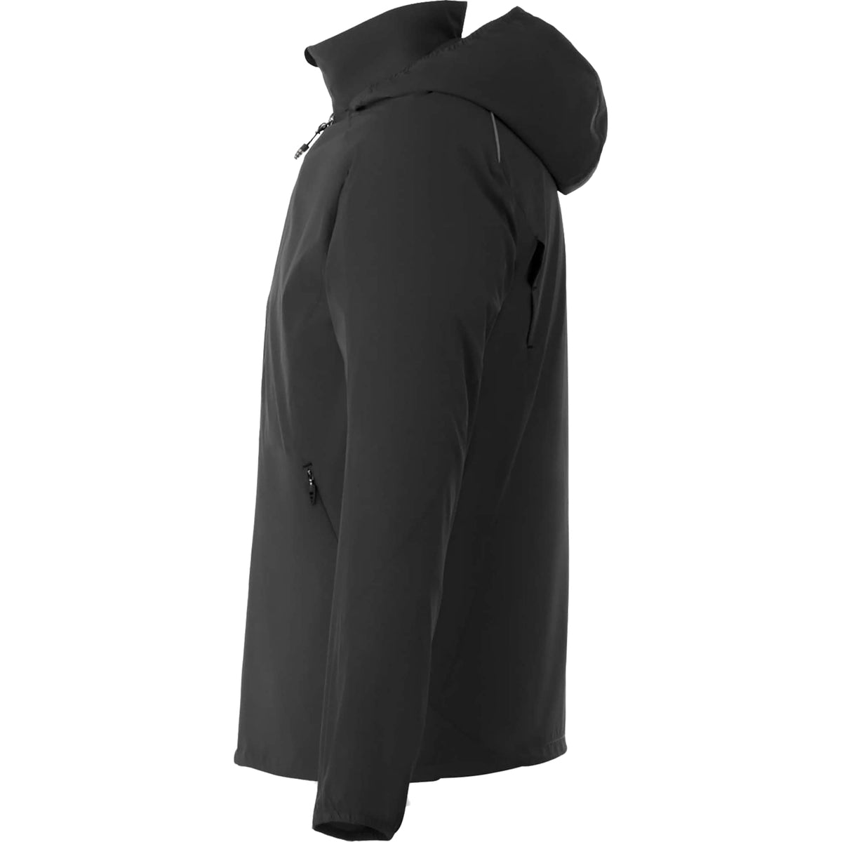 Flint Water Resistant Jacket with Roll-Away Hood for Men Debossing - Black - Left Side