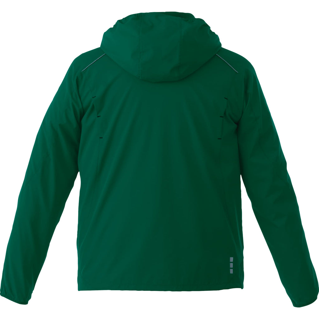 Flint Water Resistant Jacket with Roll-Away Hood for Men Debossing - Forest Green - Back Flat