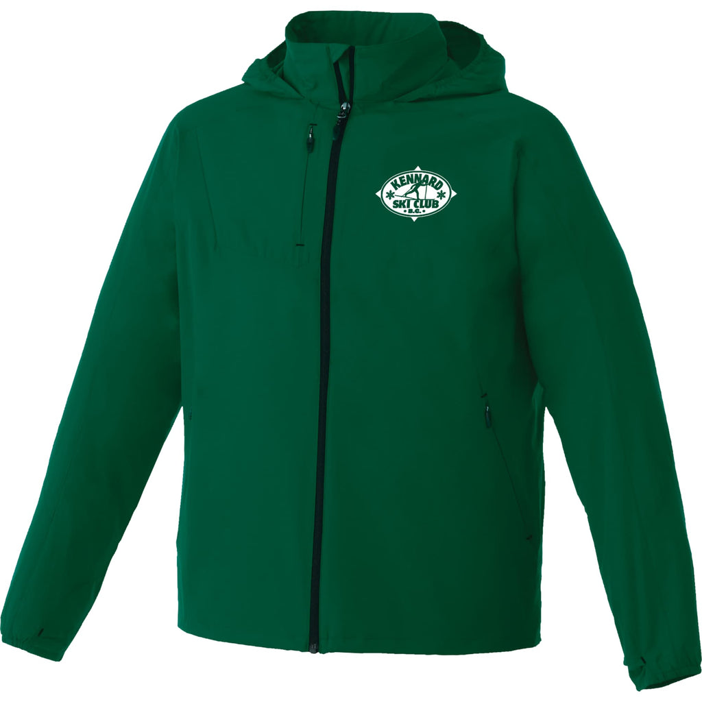 Flint Water Resistant Jacket with Roll-Away Hood for Men Debossing - Forest Green - Flat