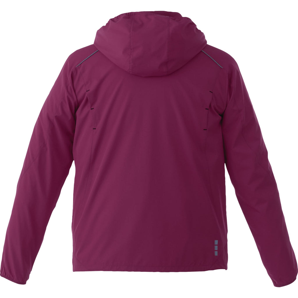 Flint Water Resistant Jacket with Roll-Away Hood for Men Debossing - Maroon - Back Flat