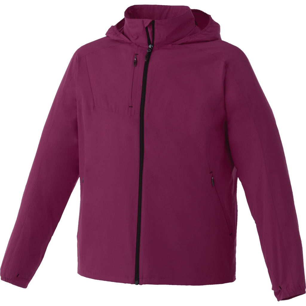 Flint Water Resistant Jacket with Roll-Away Hood for Men Debossing - Maroon - Front Flat