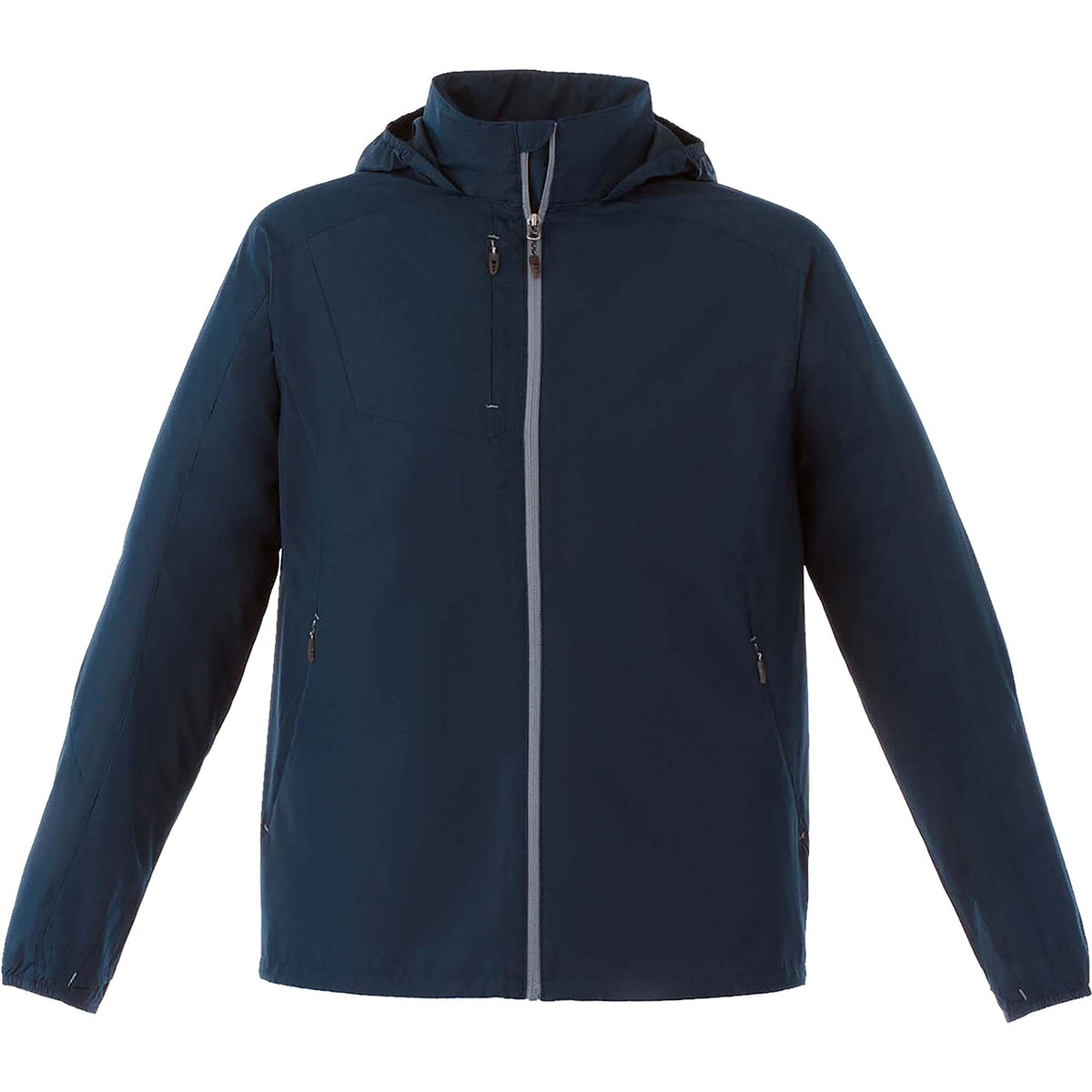 Flint Water Resistant Jacket with Roll-Away Hood for Men Debossing - Navy - Front