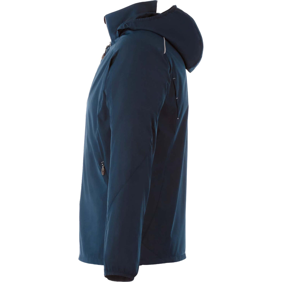 Flint Water Resistant Jacket with Roll-Away Hood for Men Debossing - Navy - Left Side