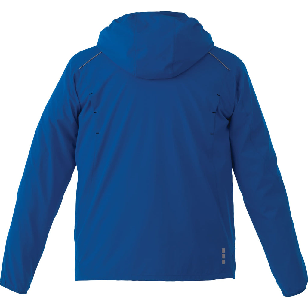 Flint Water Resistant Jacket with Roll-Away Hood for Men Debossing - New Royal - Back Flat