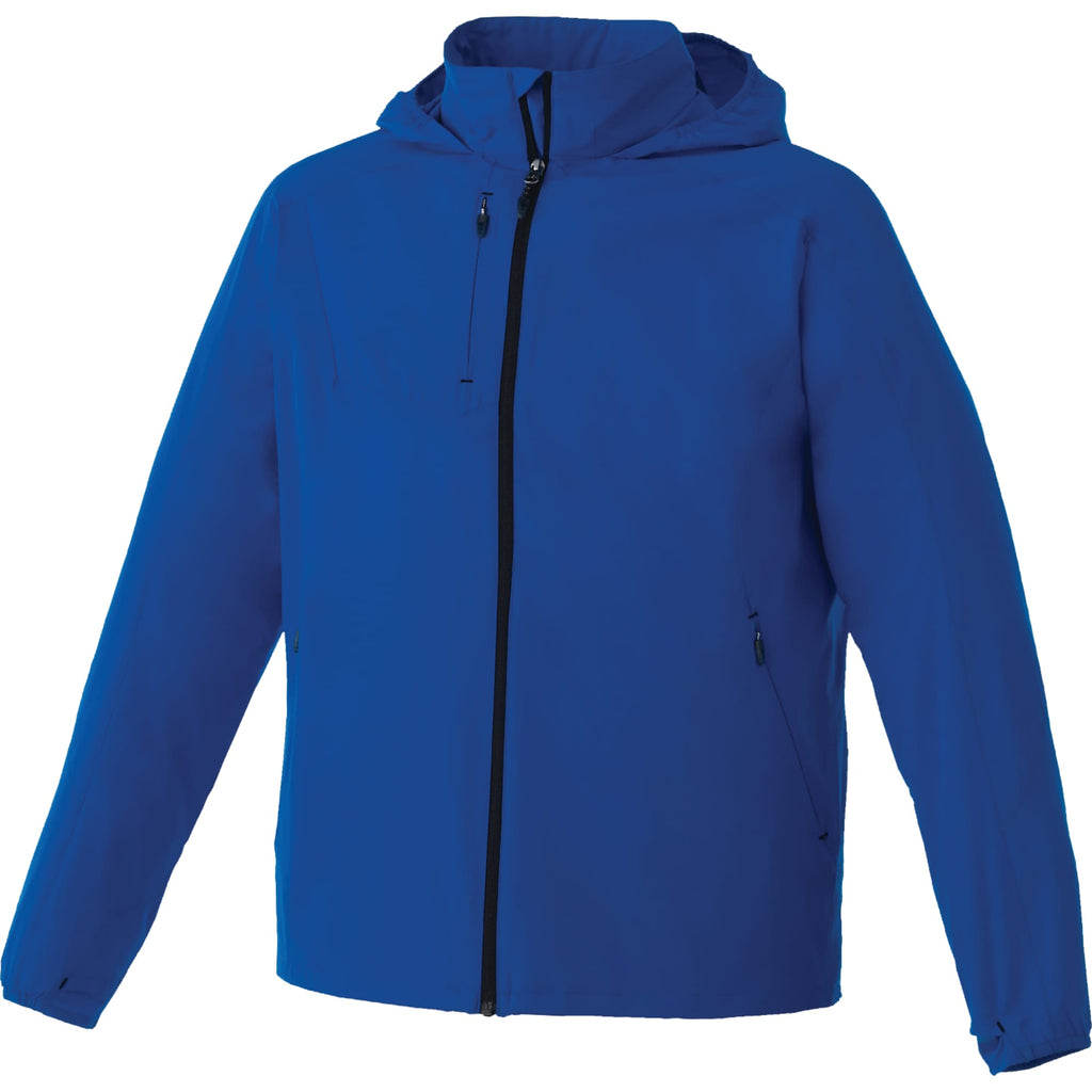 Flint Water Resistant Jacket with Roll-Away Hood for Men Debossing - New Royal - Front Flat