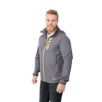 Flint Water Resistant Jacket with Roll-Away Hood for Men Debossing - Steel Grey - On Model