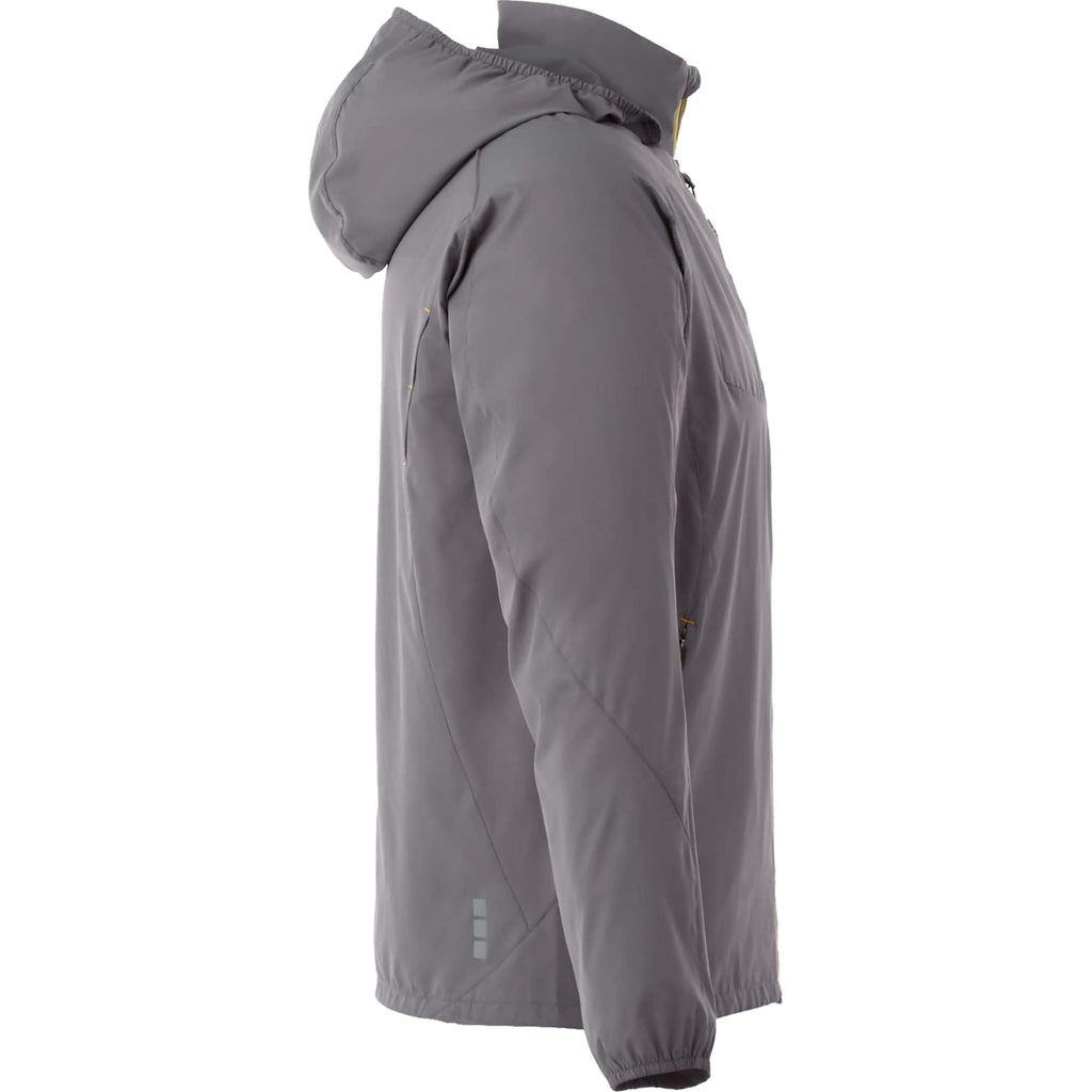 Flint Water Resistant Jacket with Roll-Away Hood for Men Debossing - Steel Grey - Right Side