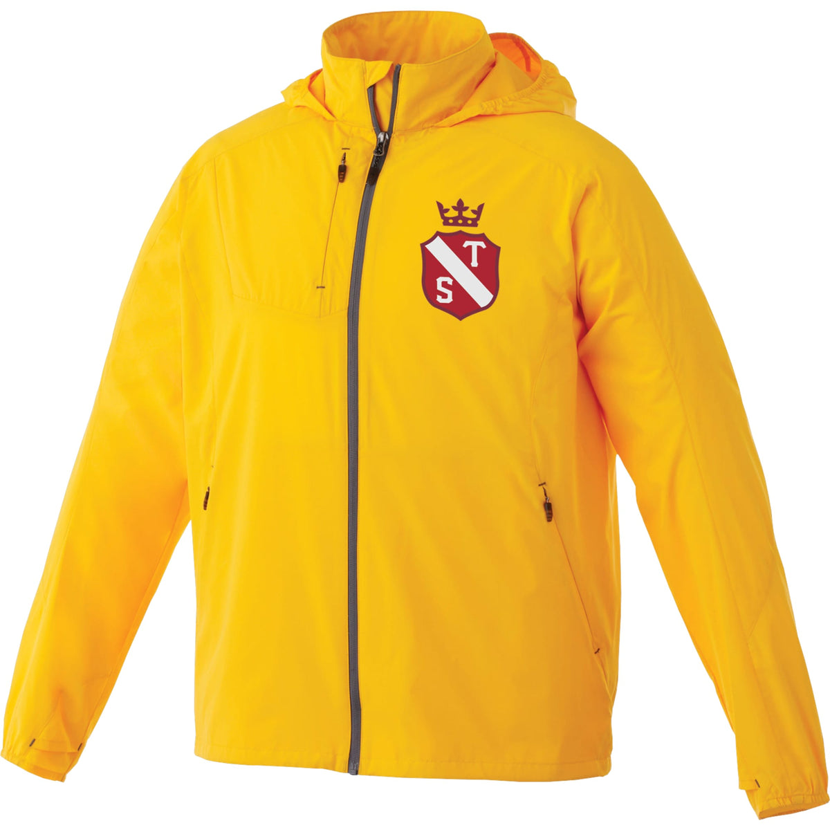 Flint Water Resistant Jacket with Roll-Away Hood for Men Debossing - Yellow - Flat