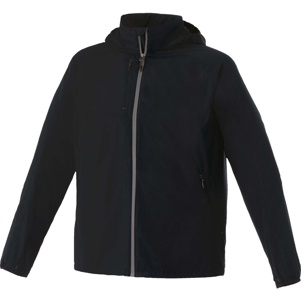 Flint Water Resistant Jacket with Roll-Away Hood for Men Transfer - Black - Back Flat 2